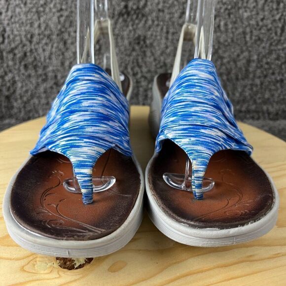 Bzees Platforms Sandals Womens 8.5 Blue White Slip On Thong Comfort Shoe - Picture 3 of 10